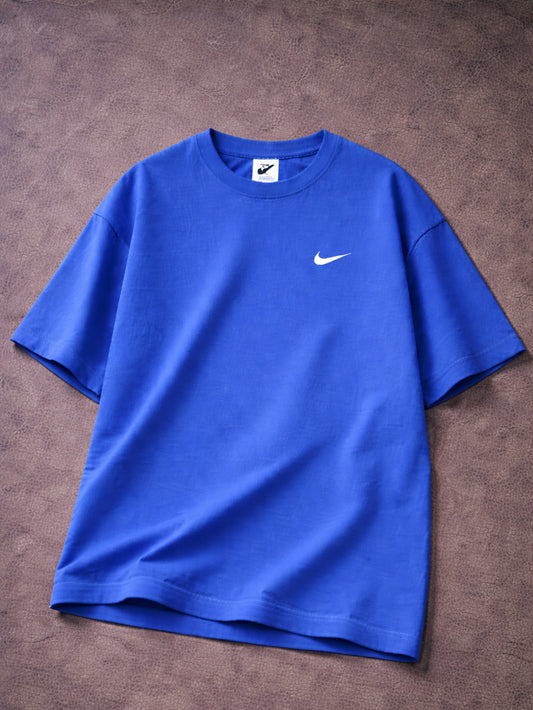 Özel Seri: Nike Logolu Saks Mavisi Premium Pamuklu Tişört