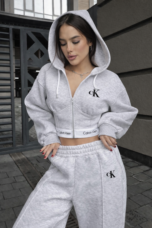 Calvin Klein CROP Gri eşofman takımı