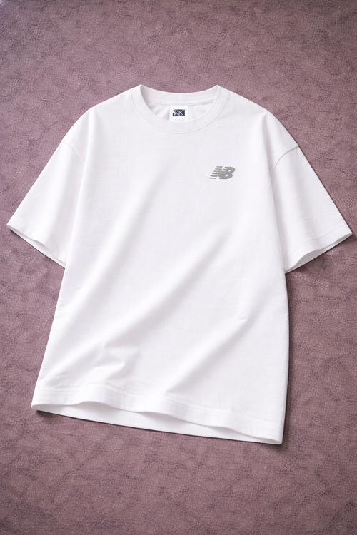 Özel Seri: New Balance Logolu Beyaz Premium Pamuklu Tişört